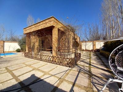 نمای چوب و آجر-1175 متر باغ ویلای لوکس و سرسبز در شهریار