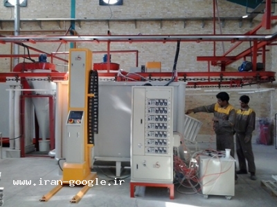 ربات صنعتی- کوره  پخت رنگ الکترواستاتیک ، سیستم شستشوی قطعه قبل از رنگ آمیزی ، کانوایر هوایی 